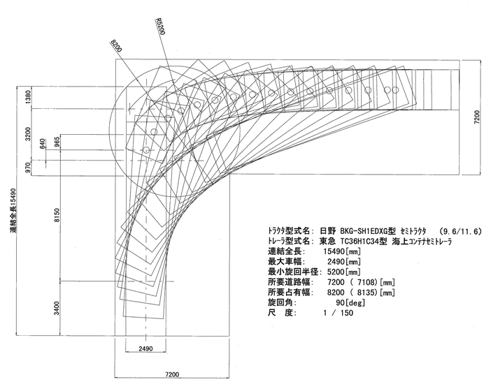 40F'コンテナ　3軸シャーシ